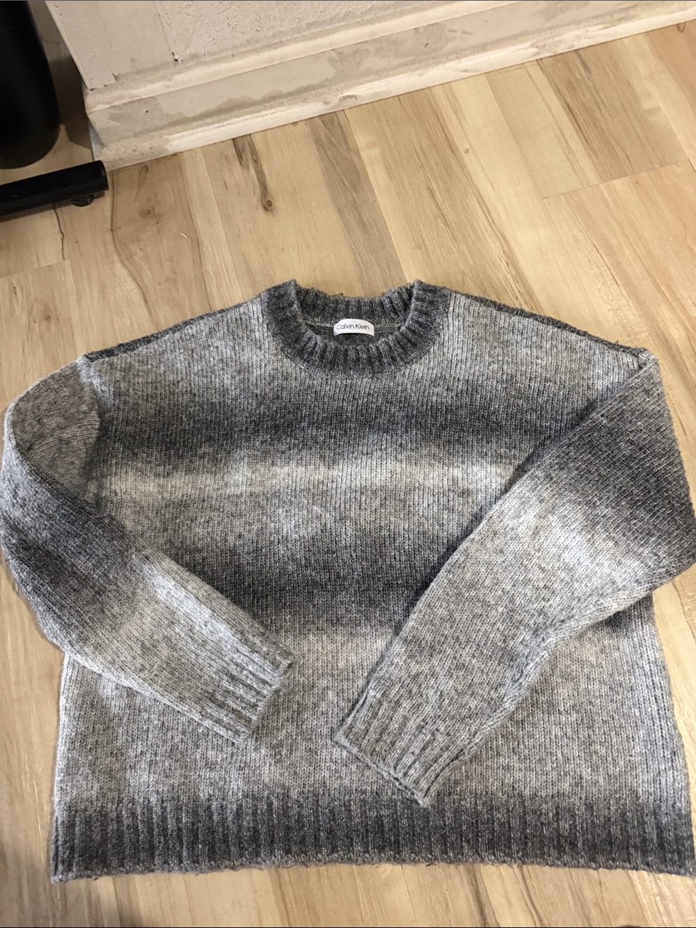Calvin Klein women’s Gray Ombre Knit Crewneck Sweater